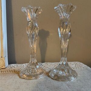 JG Durand Cristal Calliope 24% Lead Crystal Candle
Holders 9" Tall Set Of 2